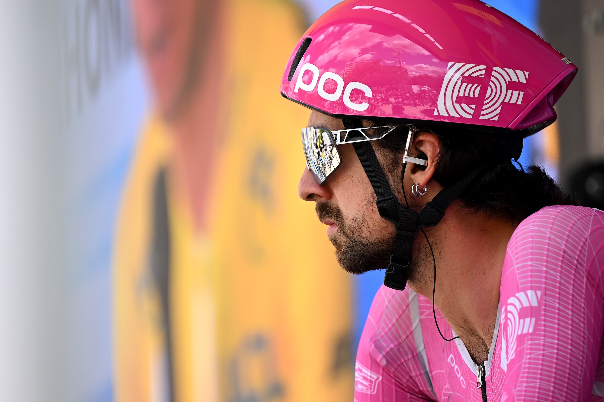SAINT-CHAMOND, FRANCE - JUNE 11: Ben Healy of Ireland and Team EF Education - EasyPost prior to the 78th Tour Auvergne-Rhone-Alpes 2026, Stage 5 a 195.8km stage from Saint-Chamond to Parc des Oiseaux Villars-les-Dombes / #UCIWT / on June 11, 2026 in Saint-Chamond, France. (Photo by Dario Belingheri/Getty Images)