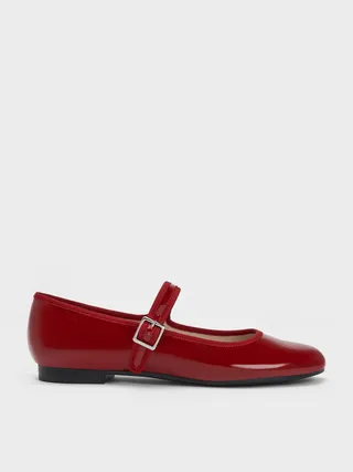 patent red mary jane flats