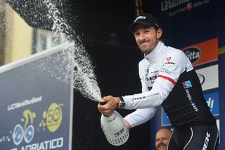 Fabian Cancellara sprays the champagne