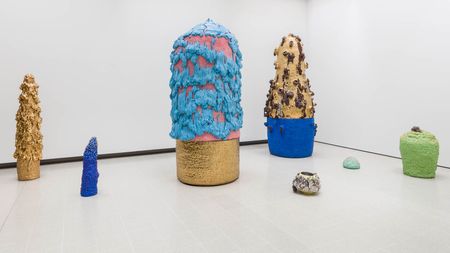 Installation view of Takuro Kuwata in ‘Strange Clay Ceramics in Contemporary Art’ at the Hayward Gallery 