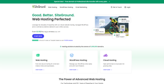 A screenshot of the SiteGround home page