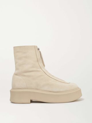 Textured-Nubuck Platform Ankle Boots