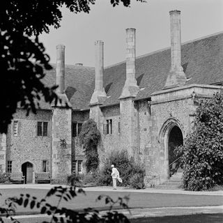 hospital of st cross with british house on plants and shrubs