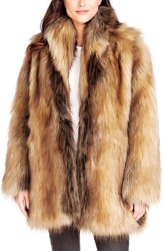 Shawl Collar Faux Fur Coat