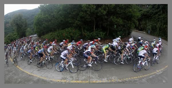 The peloton pounded by rain
