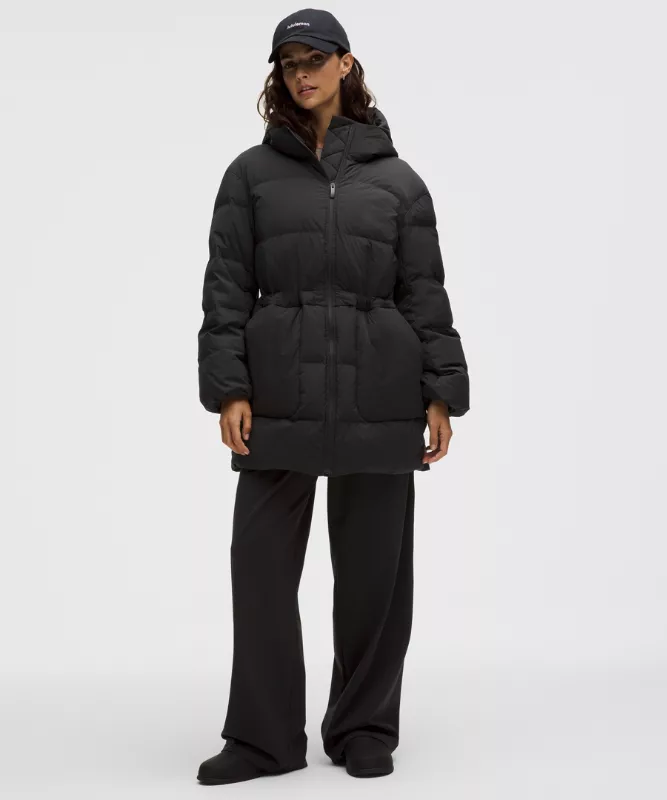 Cinch-Waist 600-Down-Fill Puffer - Black - Xxs