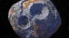 Artist's concept of the asteroid 16 Psyche, which is thought to be a stripped planetary core.