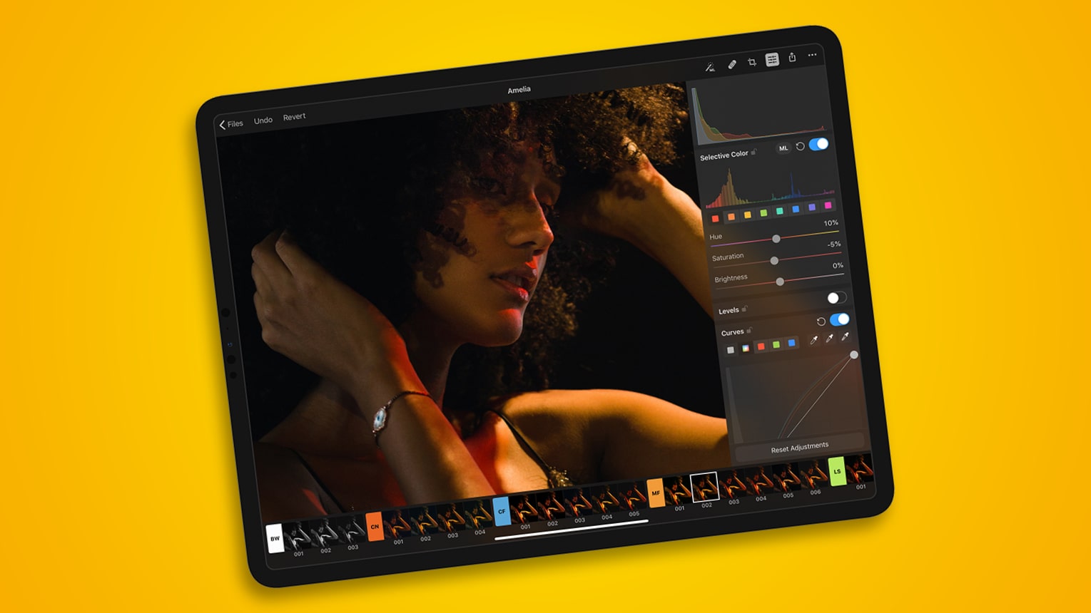 The Pixelmator app running on an iPad.