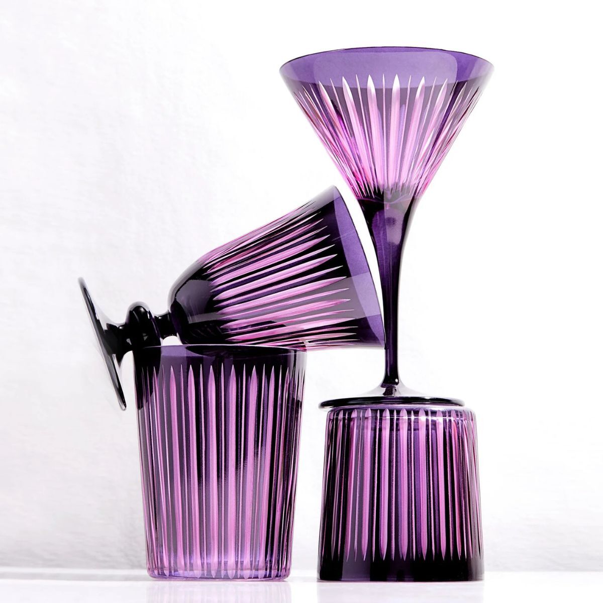 Purple wine and drinking glasses