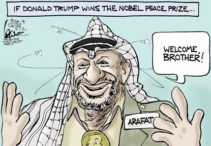 Political cartoon U.S. Trump Nobel Peace Prize Yasser Arafat