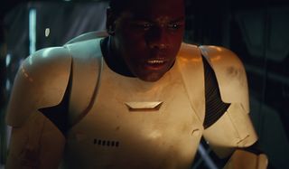 Finn as stormtrooper in The Force Awakens