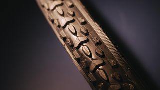 A close up of a cyclocross tyre