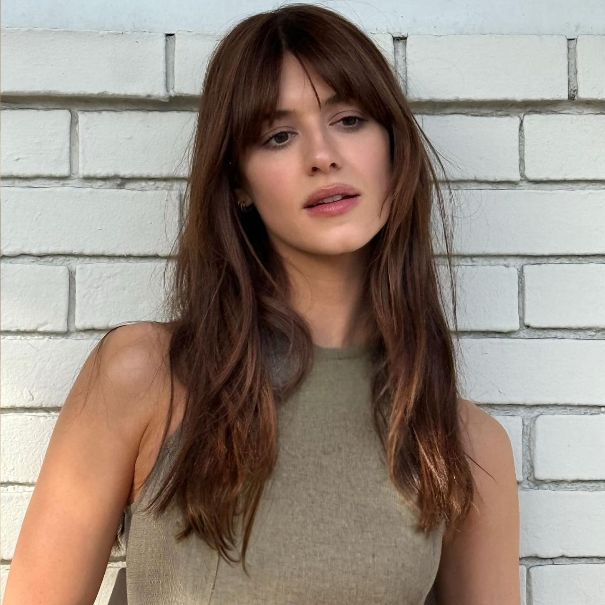 Daisy Edgar Jones with a Fringe and Layered Haircut