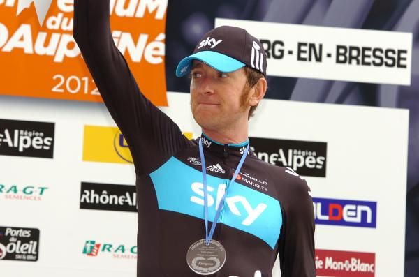 Bradley Wiggins (Sky) with a medal for winning the Dauphine time trial