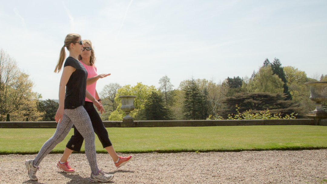 Two people walking