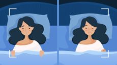 sleepless woman and sleeping woman illustration