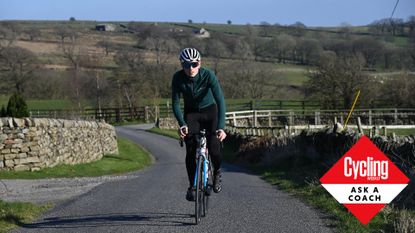 Image shows a person cycling outside in the winter