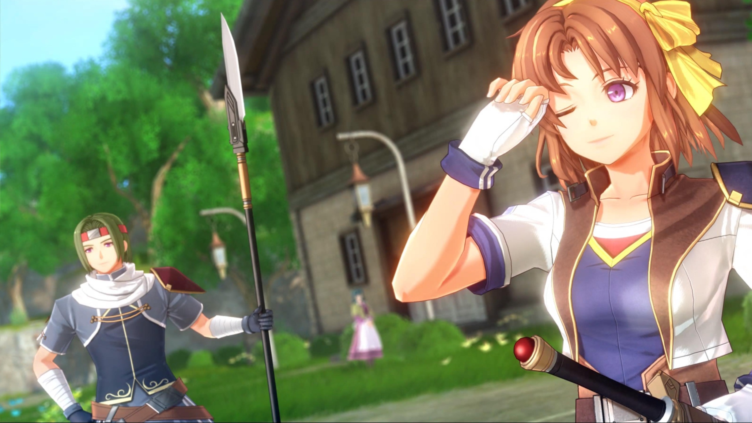 Anelace and Kurt stand beside each other in Trails in the Sky Second Chapter
