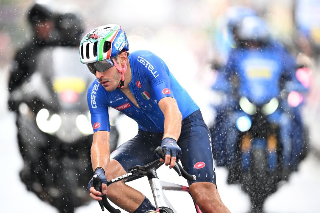 Italy's Alberto Bettiol took a solo flyer in the final laps in Glasgow