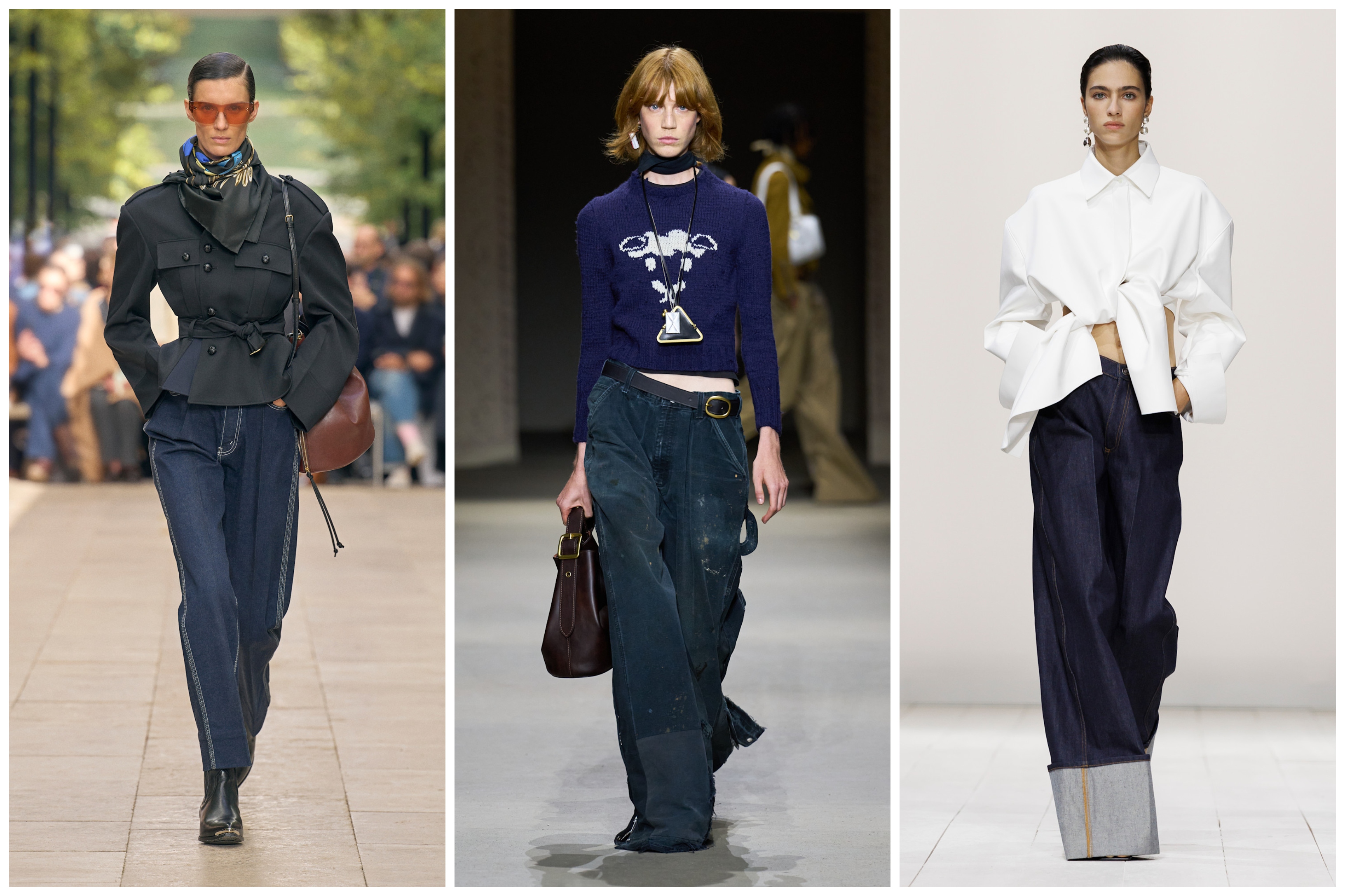 dark-wash denim on the runways of celine, coach, and givenchy