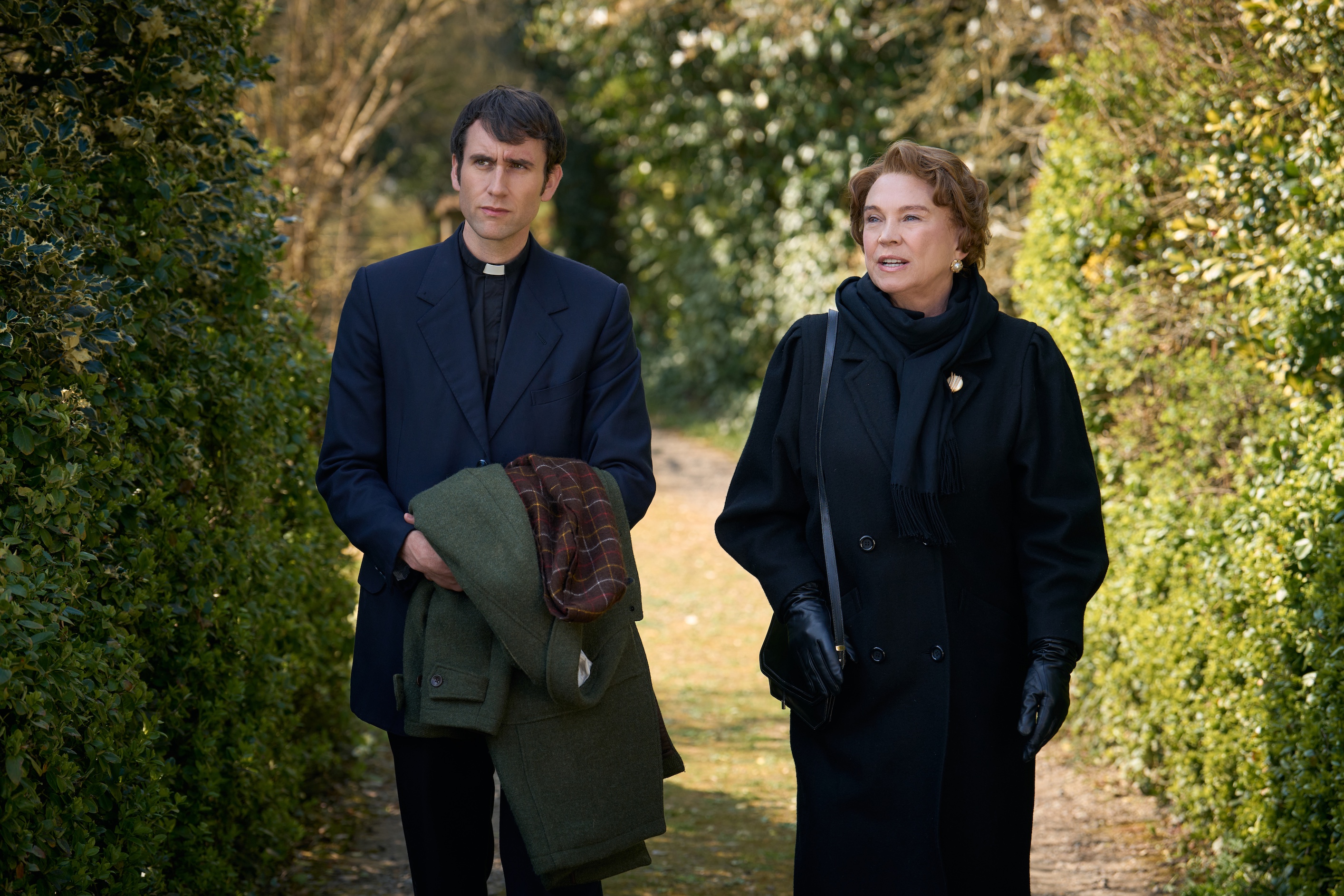 Murder Before Evensong stars Matthew Lewis and Amanda Redman as Daniel and his mother Audrey.