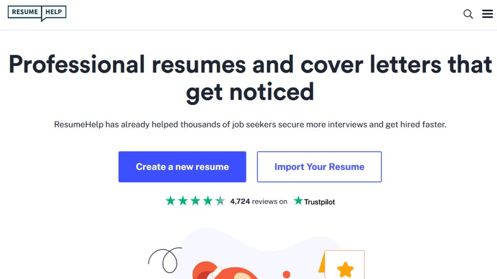 ResumeHelp website screenshot (September 2025).