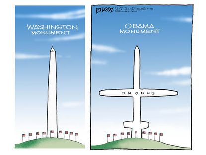 Editorial cartoon Obama drones