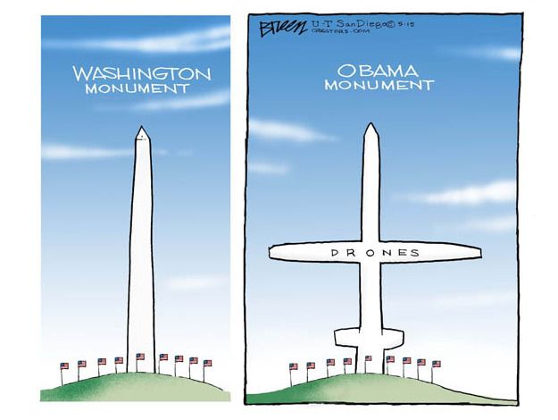 Editorial cartoon Obama drones