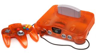 Transparent orange Nintendo 64 console