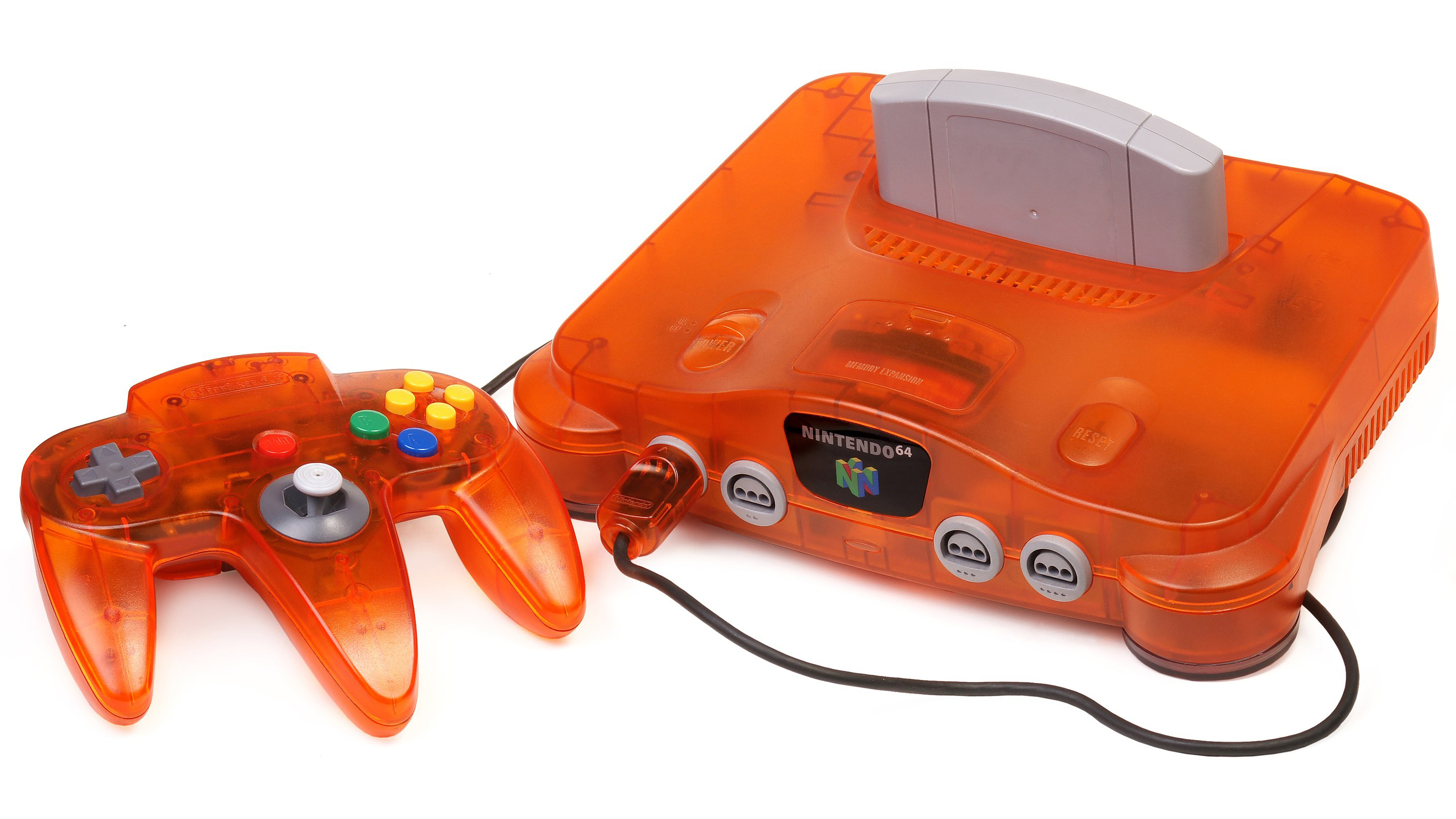 Transparent orange Nintendo 64 console