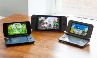 Nintendo's new 2DS, Switch and 3DS (from left). Credit: Tom's Guide