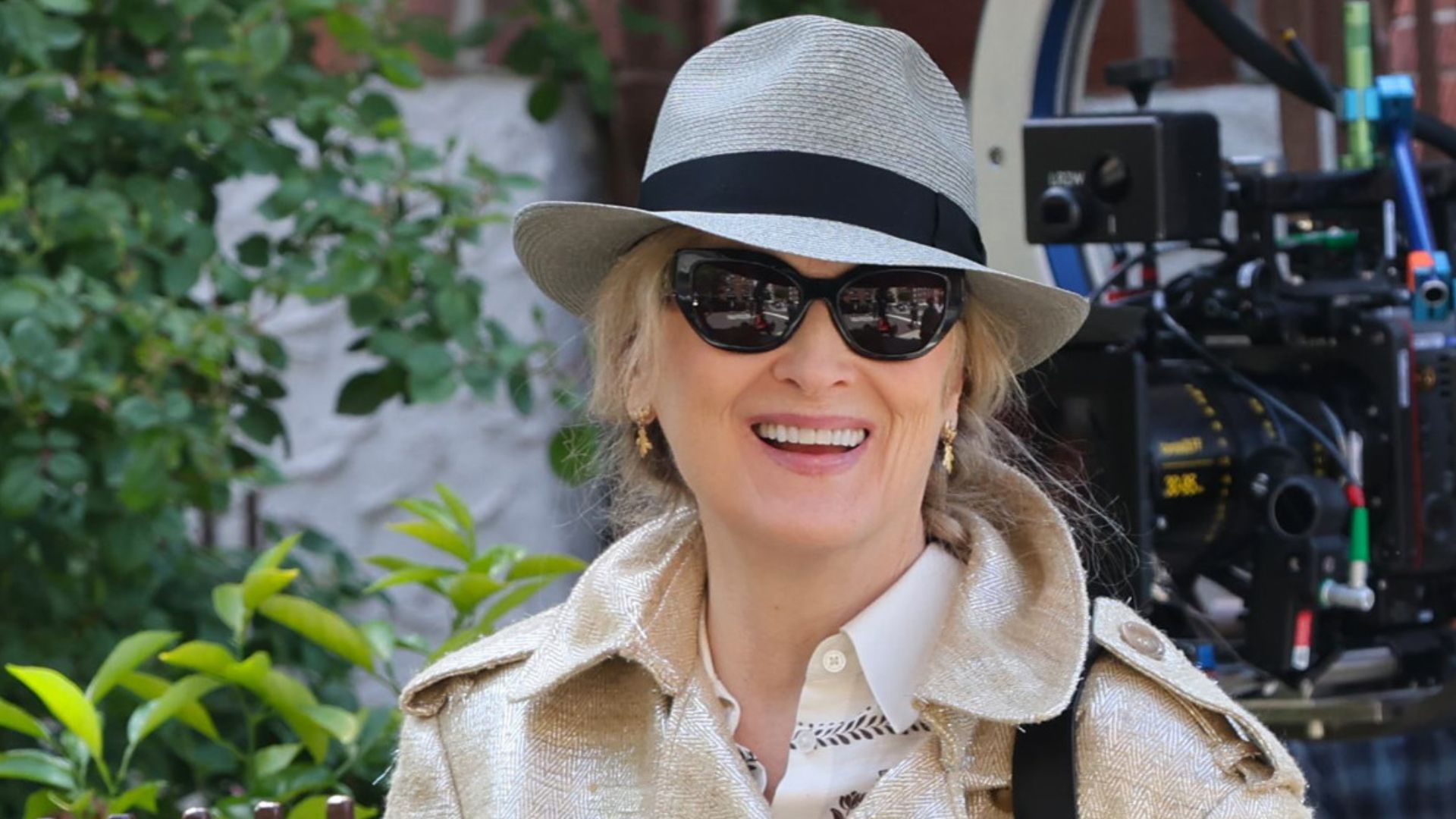 Meryl Streep on the set of the TV series &quot;Only Murders in the Building&quot; on May 07, 2025
