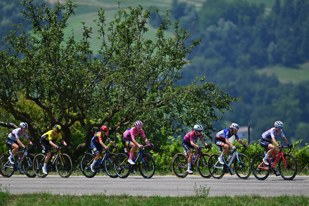 The peloton racing at the Giro d'Italia 2024