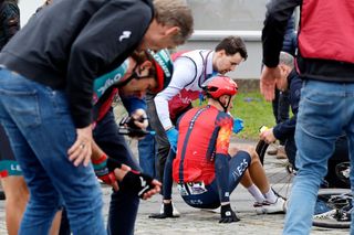 Ben Turner (Ineos Grenadiers) is among the riders who had to abandon the 2023 Tour of Flanders injured