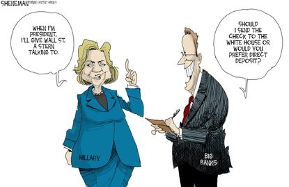 Political Cartoon U.S. Hillary Wall Street