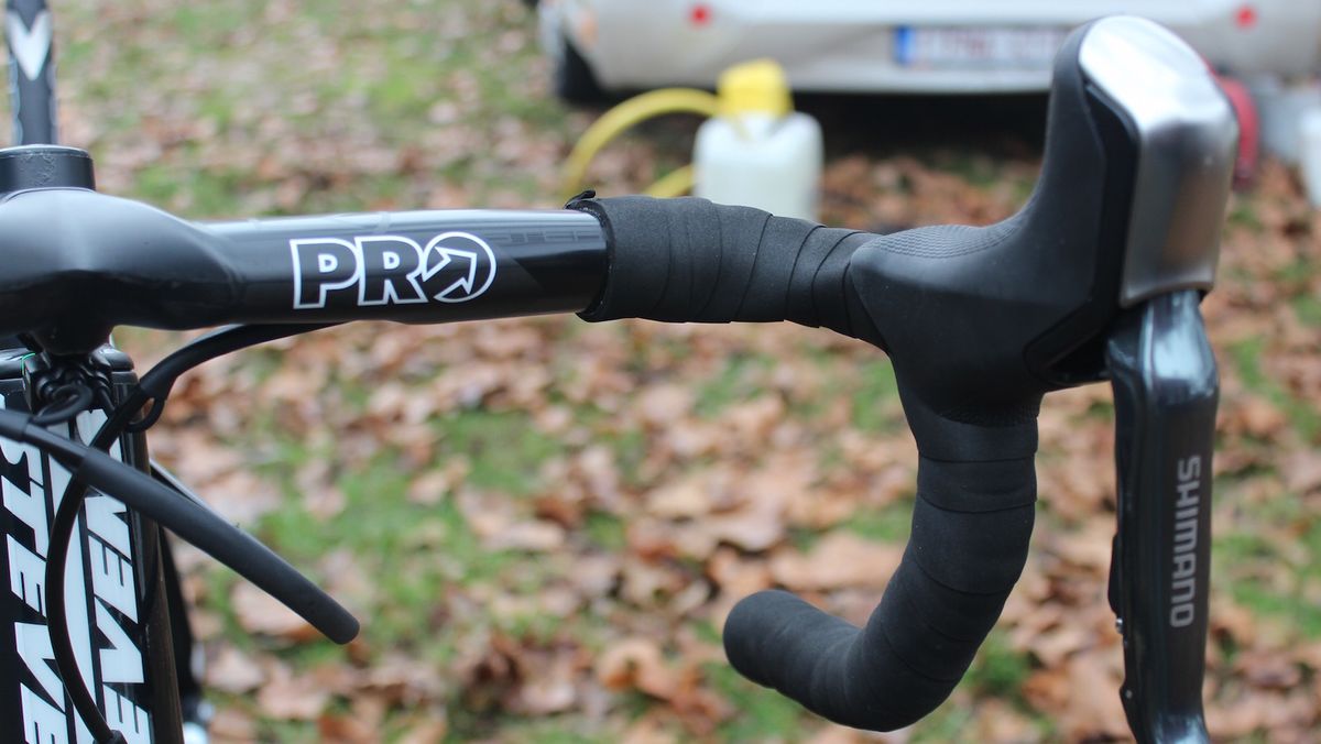 Van Der Poel's mechanice keeps the bar tape looking neat