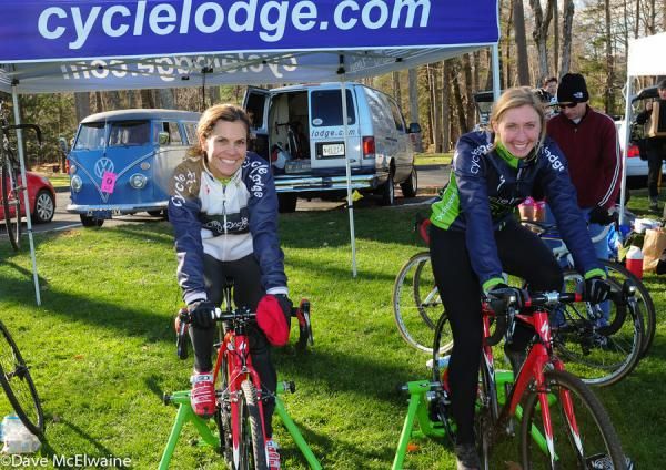 Cycle Lodge team-mates Lori Cook (L) and Kate Lysakowski