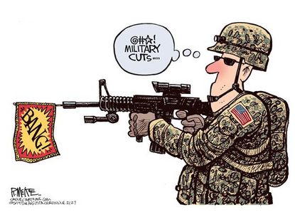 Political cartoon military cuts