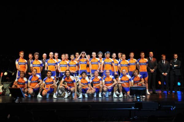 The 2011 Rabobank team gather on stage