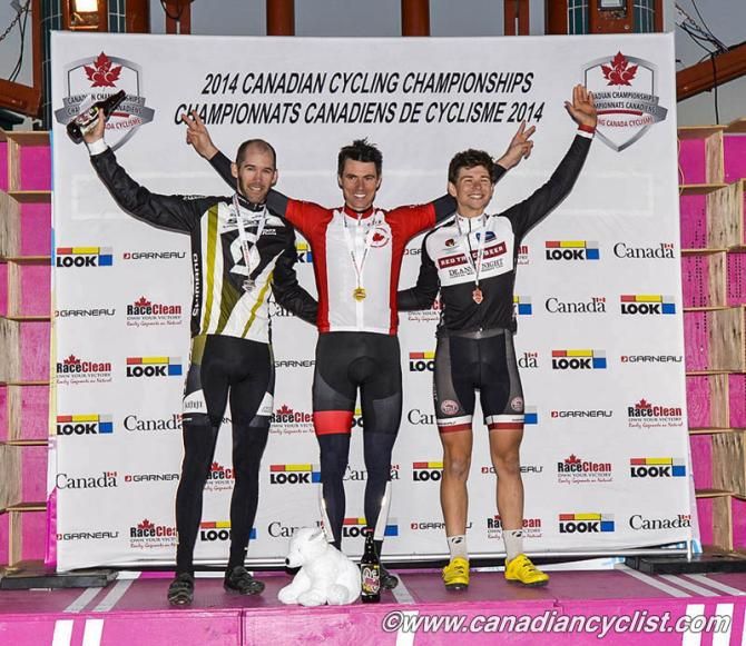Elite Men's podium: Geoff Kabush, Mike Garrigan, Michael van den Ham.