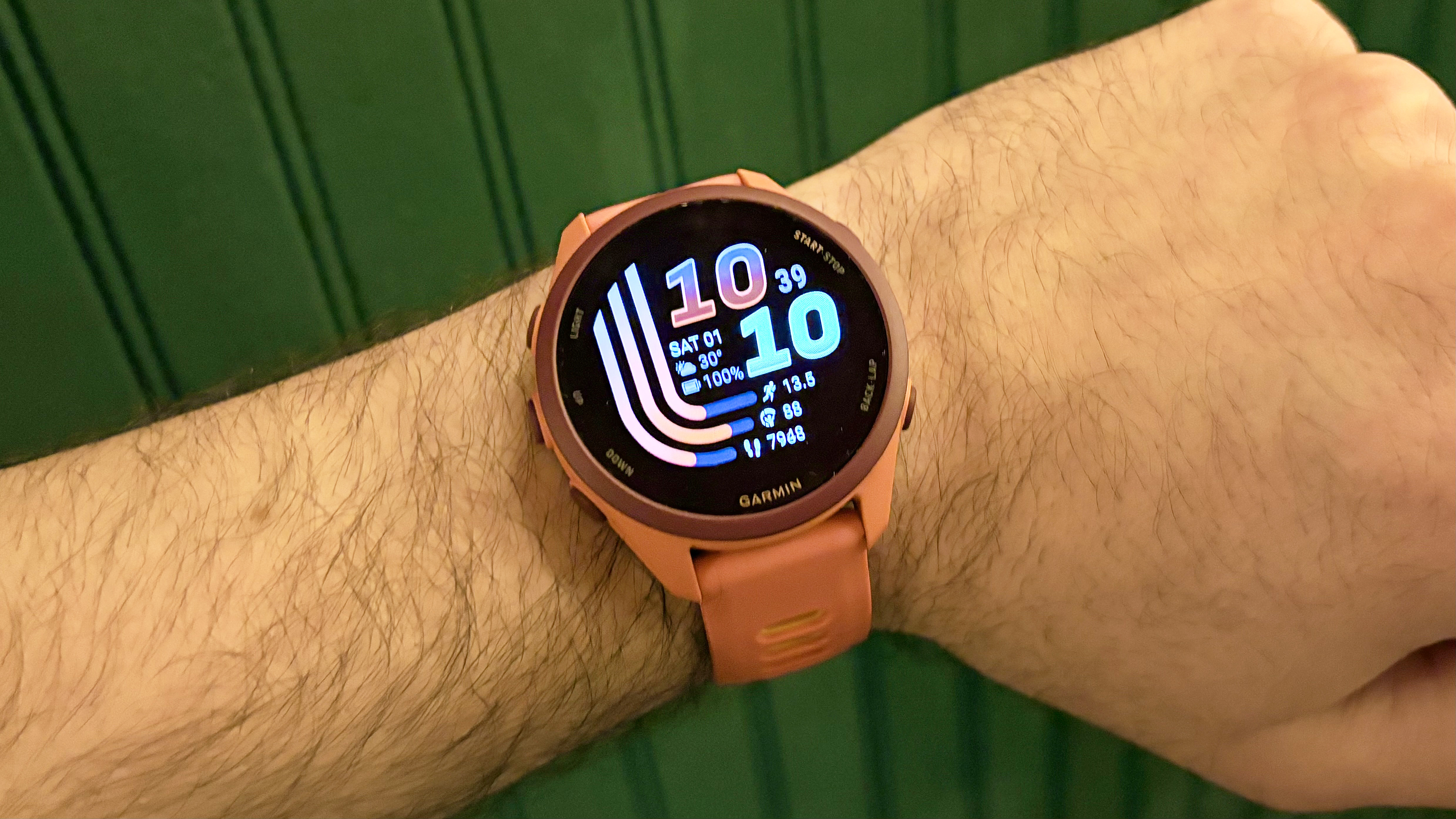 Close-up of the new Garmin Forerunner 70 and Forerunner 170 running watches