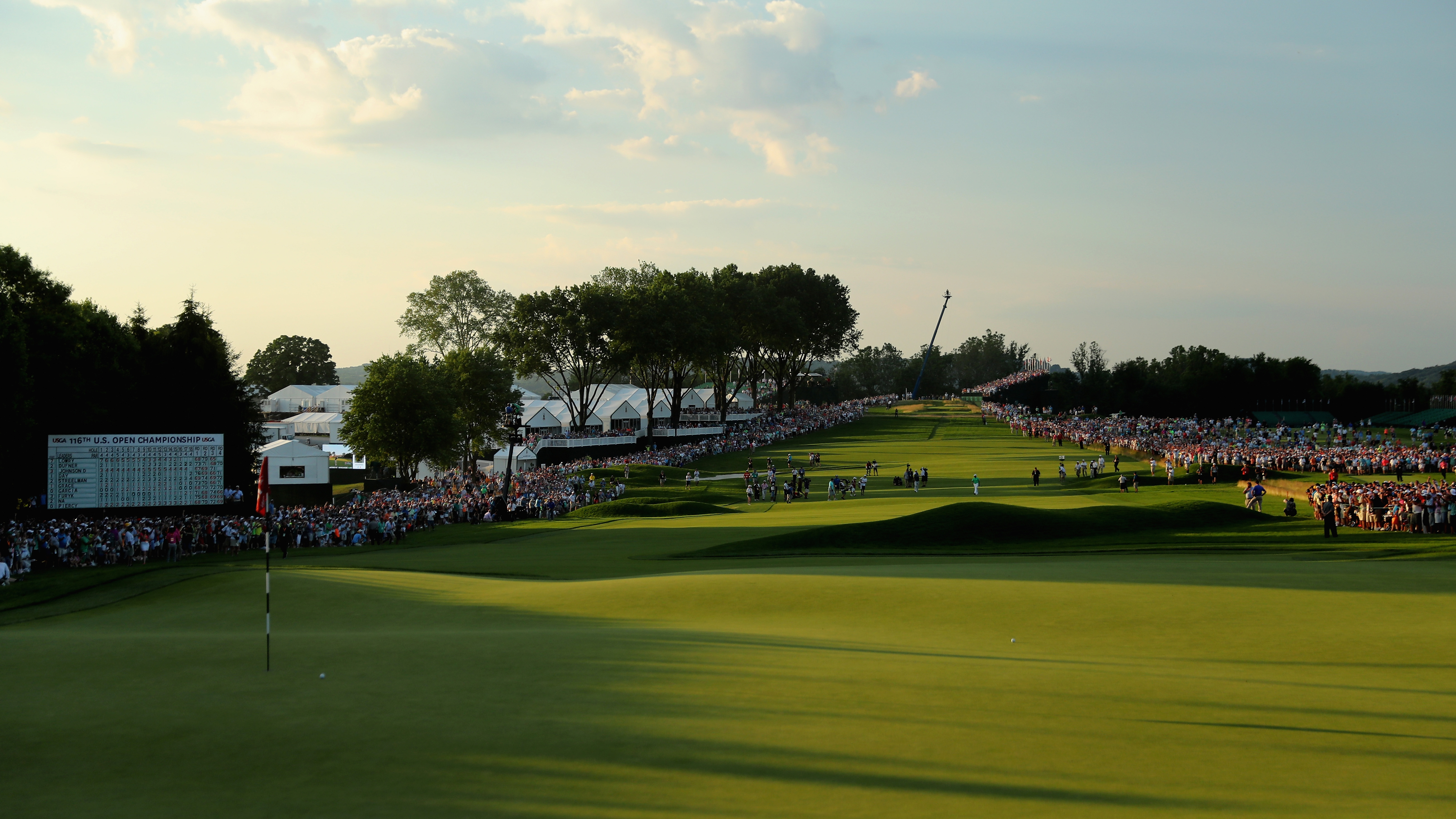 A general view down the 18th at Oakmont Country Club during the 2016 US Open