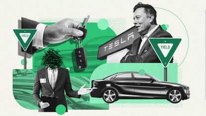 Illustration of Tesla, Elon Musk and car graphics