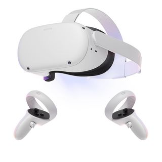 The Oculus Quest 2 (front) and Oculus Touch controllers