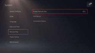 How to remote play on PS5 — Enable Remote Play option on black background