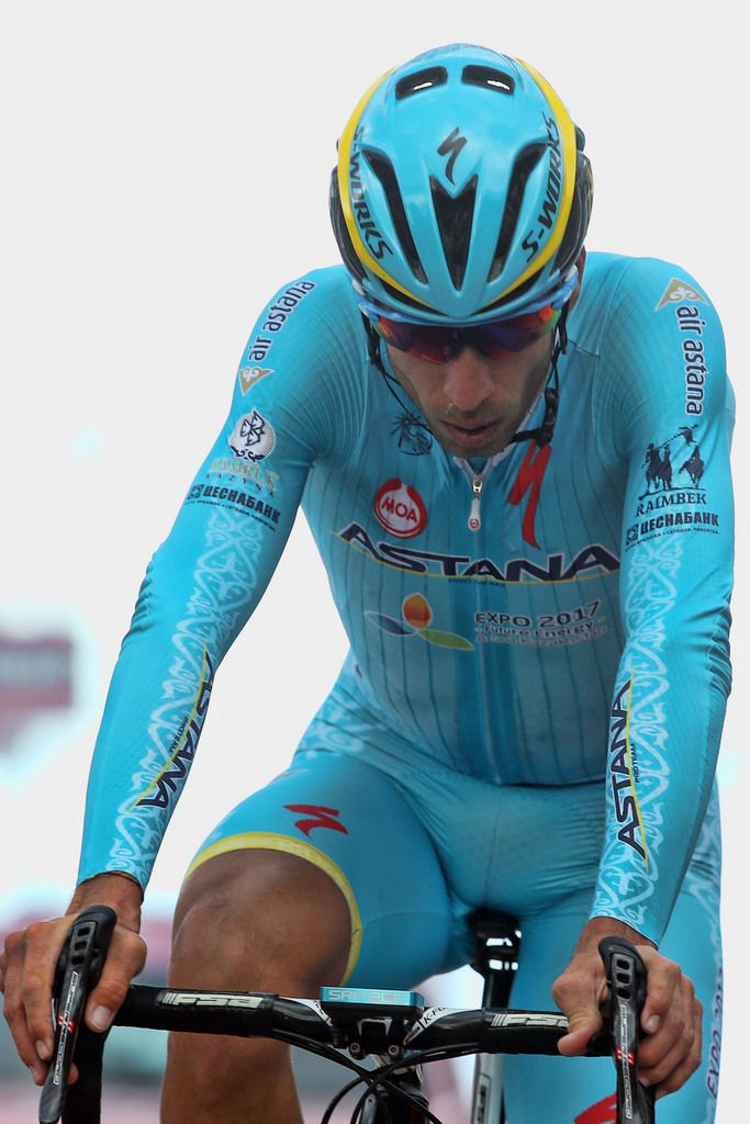 Vincenzo Nibali (Astana) finishes on Alpe di Siusi