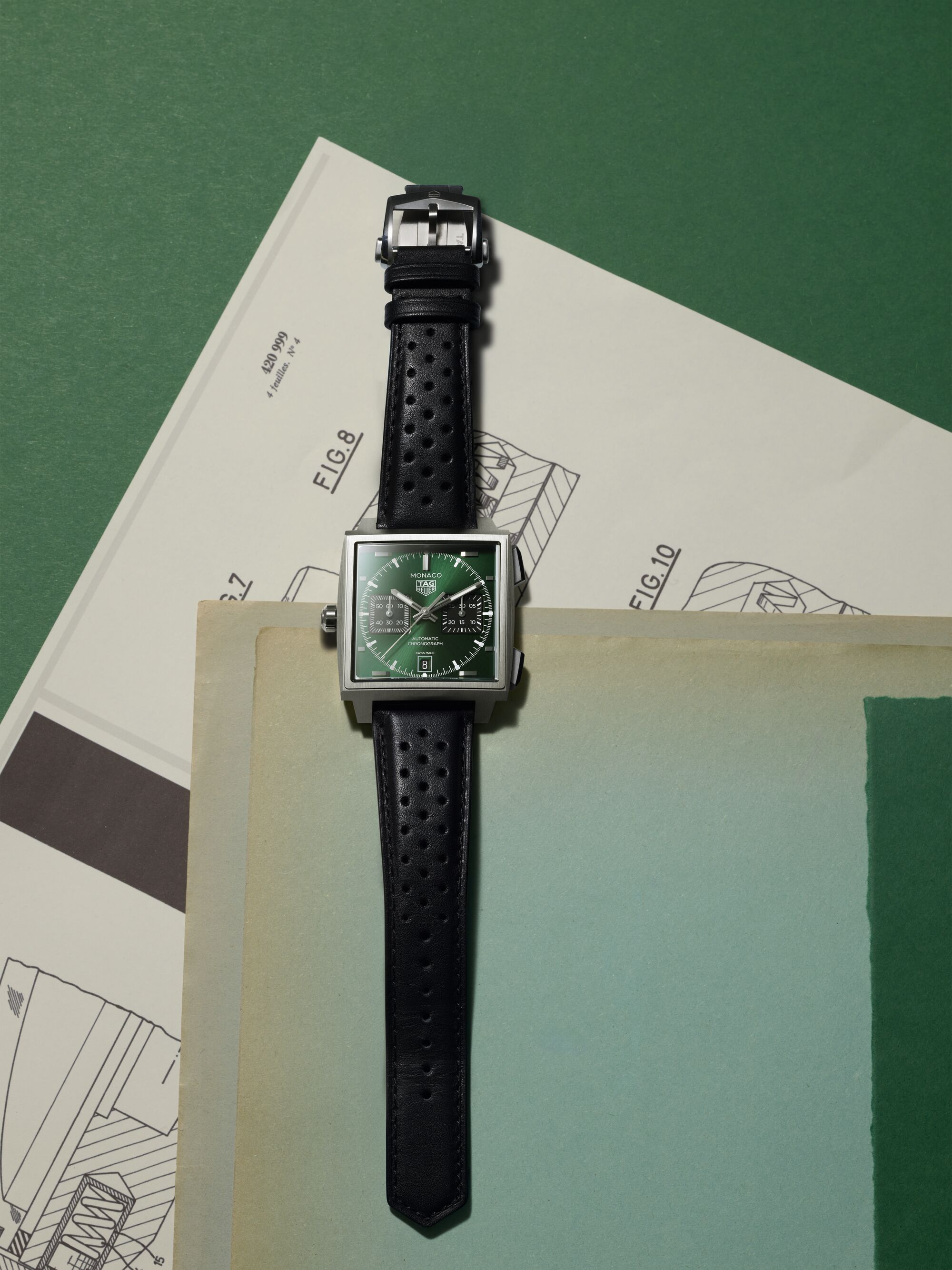 TAG Heuer Monaco Caliber TH20-11 with brushed green dial