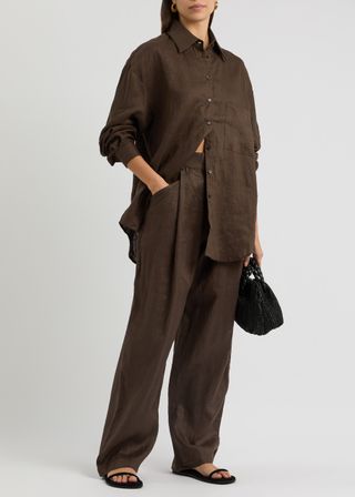 Wide-Leg Linen Trousers