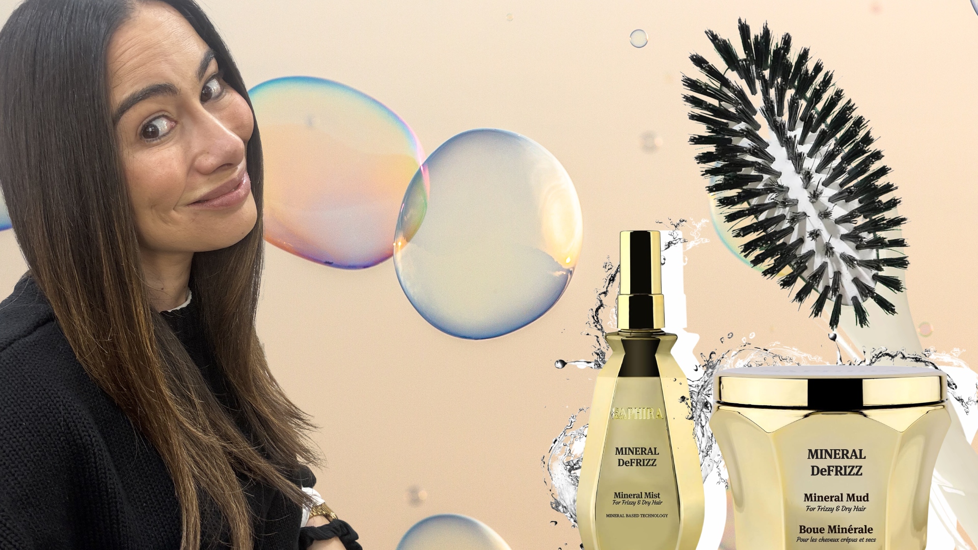 zoe weiner getting a keratin treatment next to a hair brush