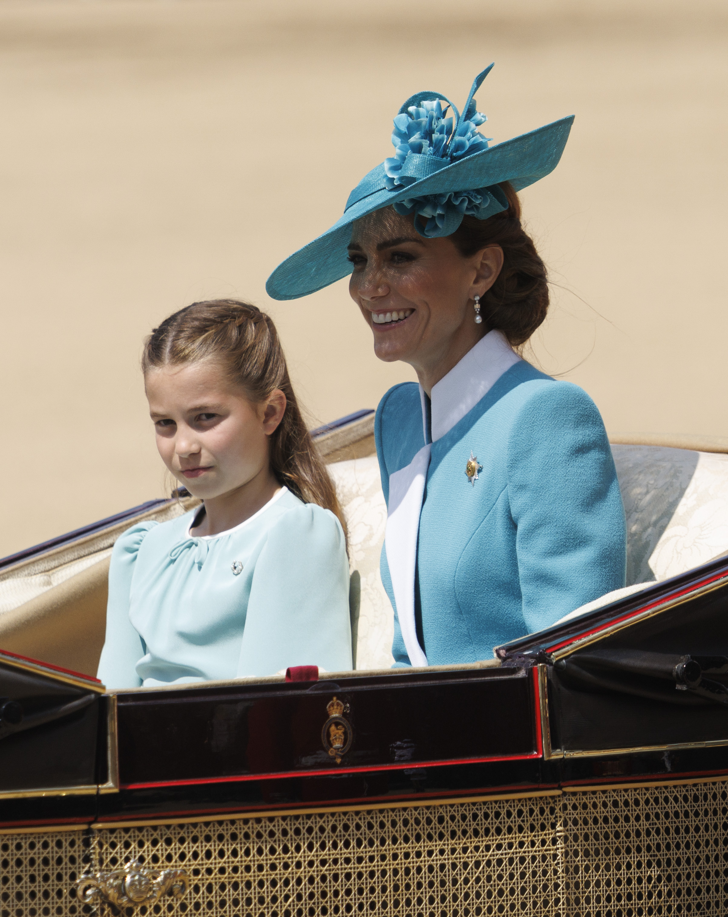 Princess Charlotte wears a turquoise dress to attend Trooping the Colour with Kate Middleton